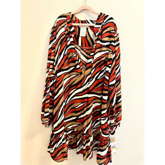 NWT MICHAEL Michael Kors Tunic Cover Up in a tiger print.  Size M - Picture 4 of 9